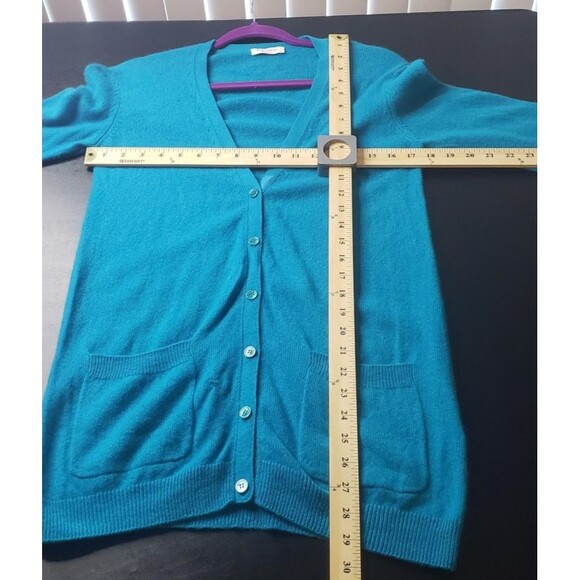 Equipment Femme Sweater S Blue Teal Cashmere Cardigan V-Neck Button Pockets - Picture 7 of 10